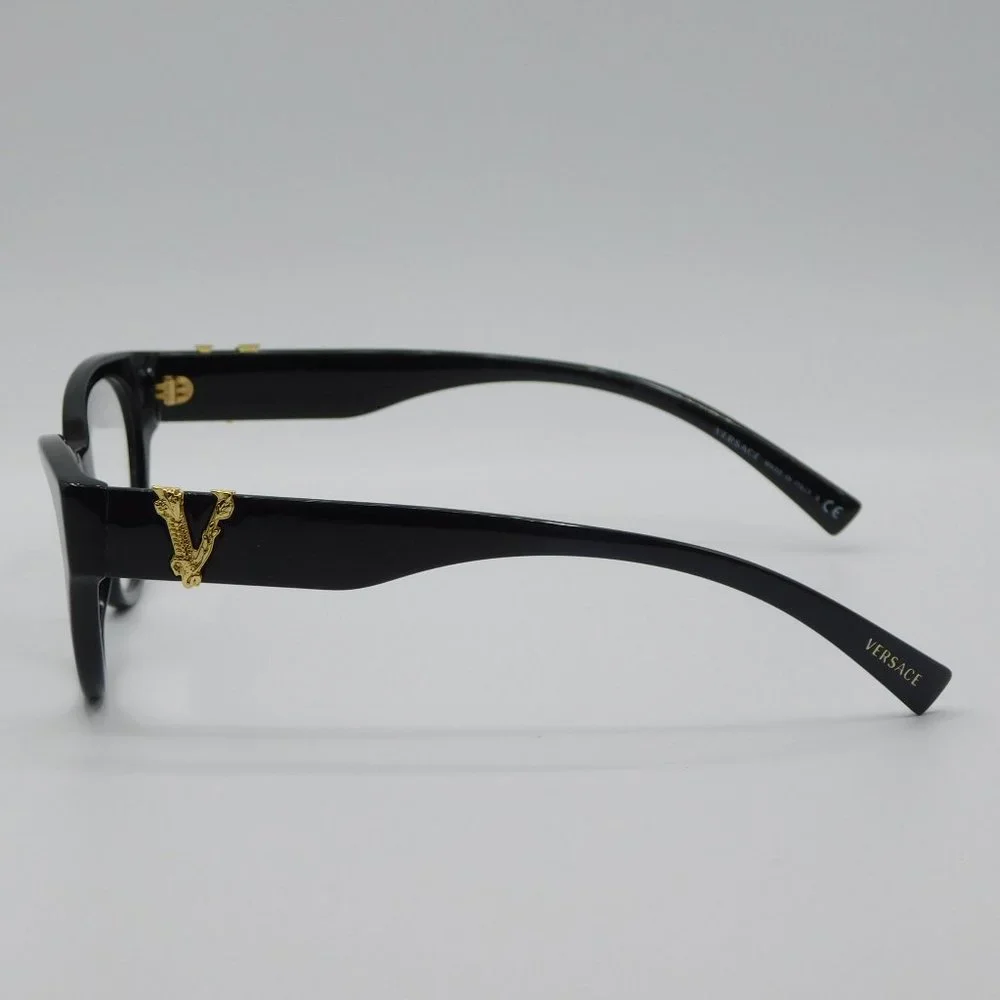 NEW VERSACE VE3282 GB1 BLACK CAT EYE WOMEN AUTHENTIC EYEGLASSES 53-19-140 - Picture 5 of 11